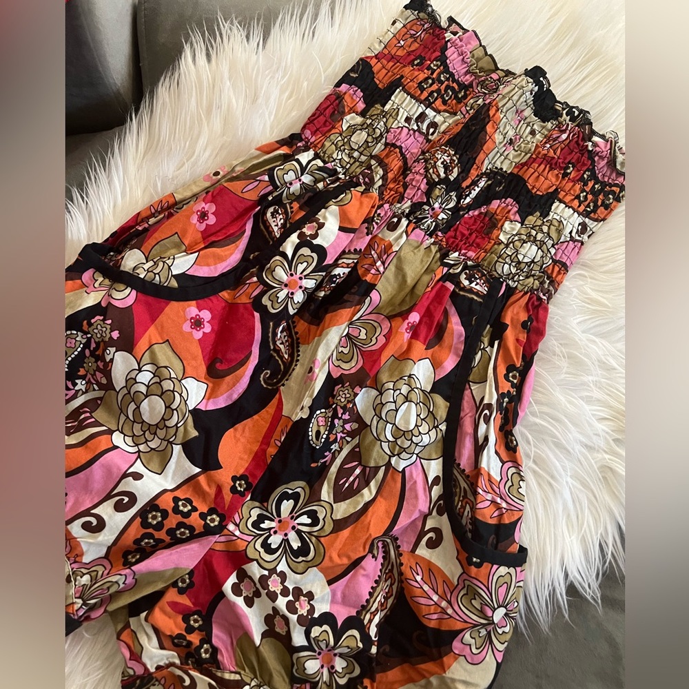 XHILIRATION Floral Multicolor Orange/Pink‎ Romper